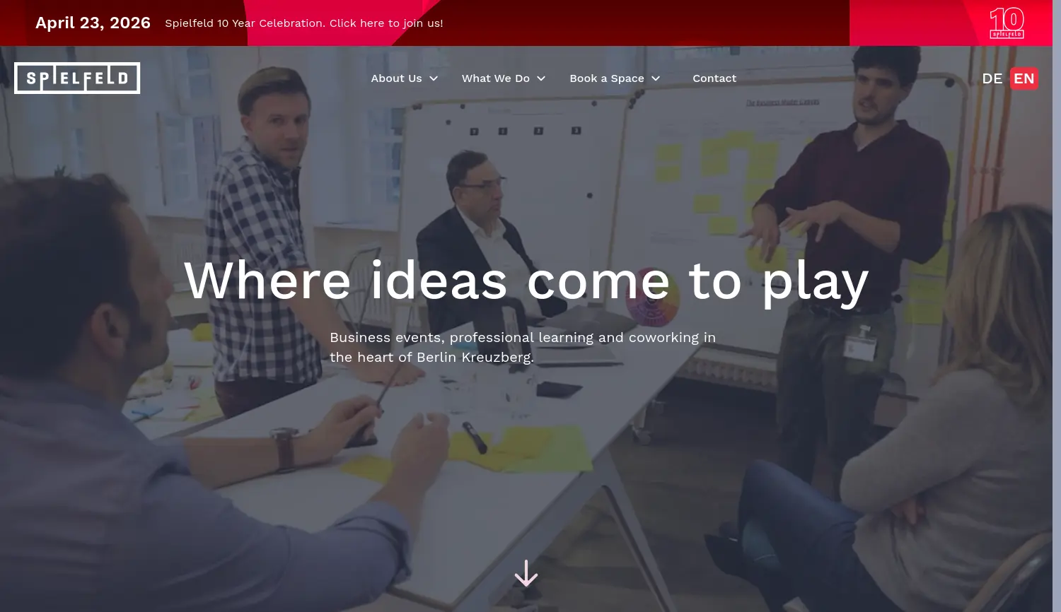 Website-Screenshot von Spielfeld Digital Hub