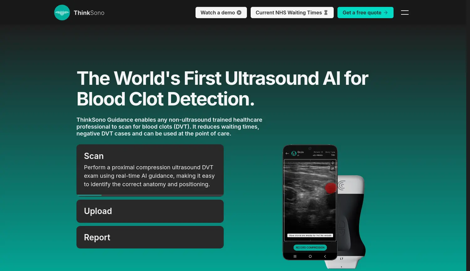 Website-Screenshot von ThinkSono