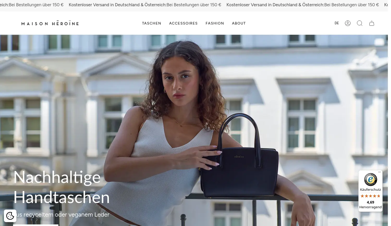 Website-Screenshot von Maison Hēroïne