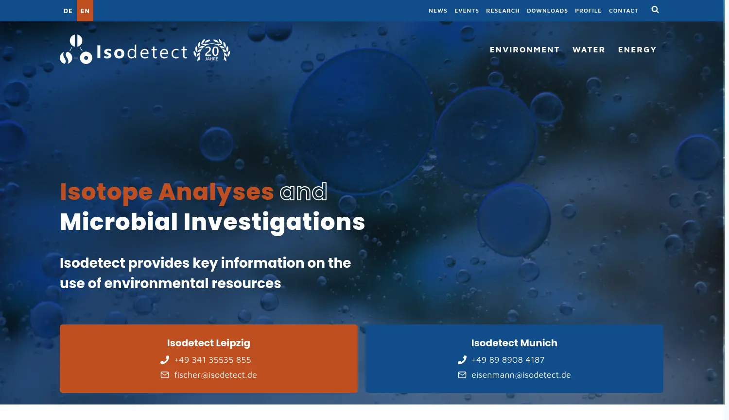 Website-Screenshot von Isodetect
