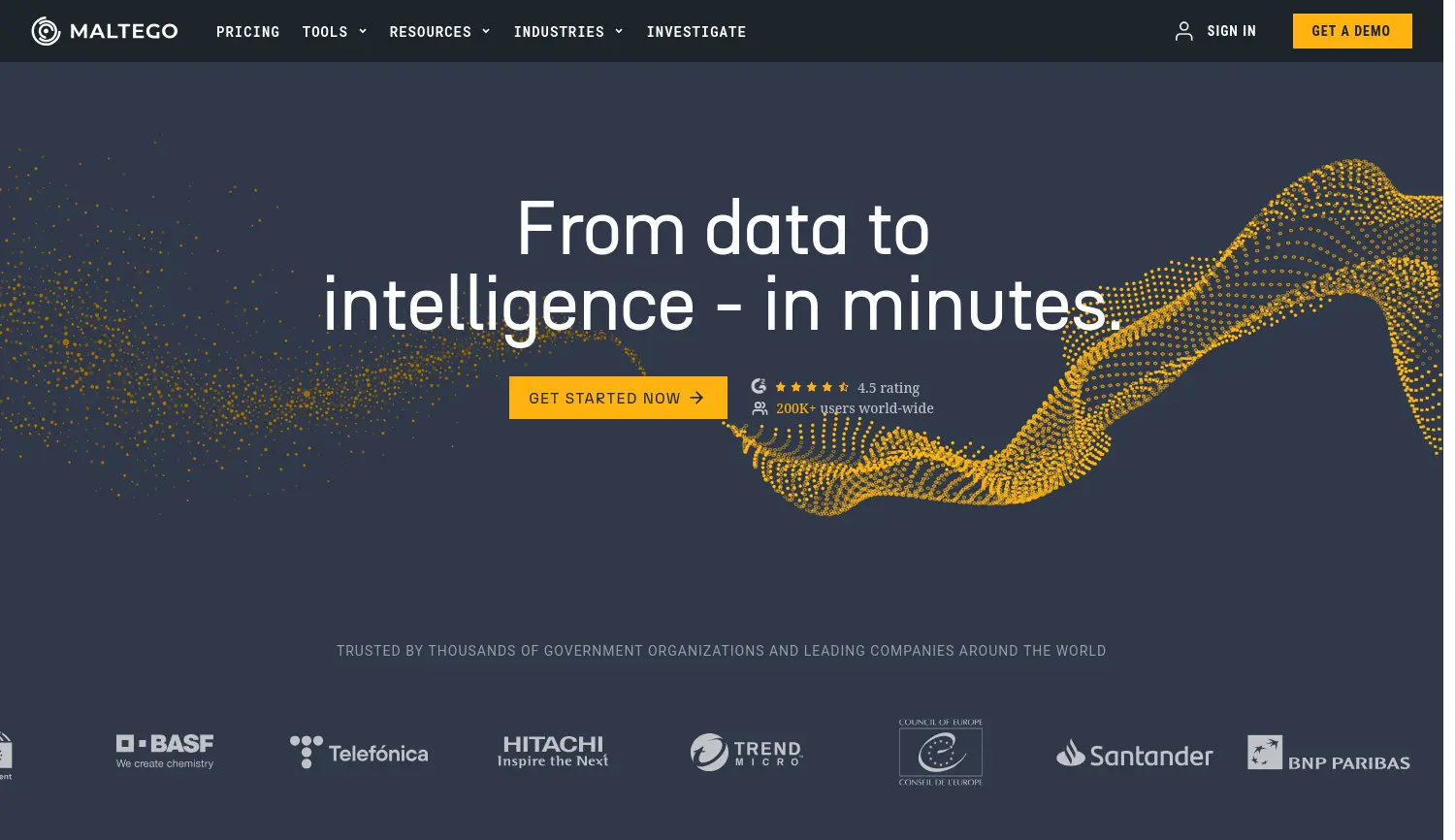 Website-Screenshot von Maltego
