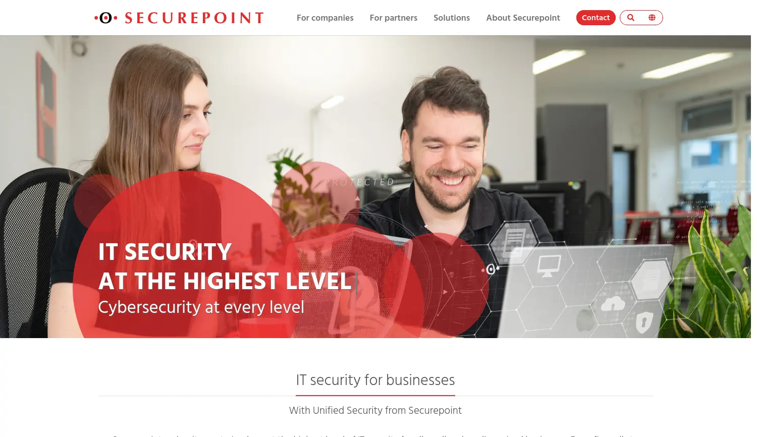 Website-Screenshot von Securepoint