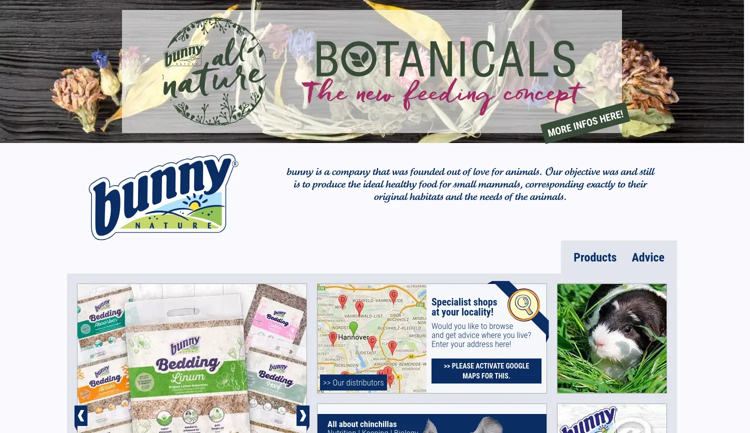 Website-Screenshot von bunnyNature