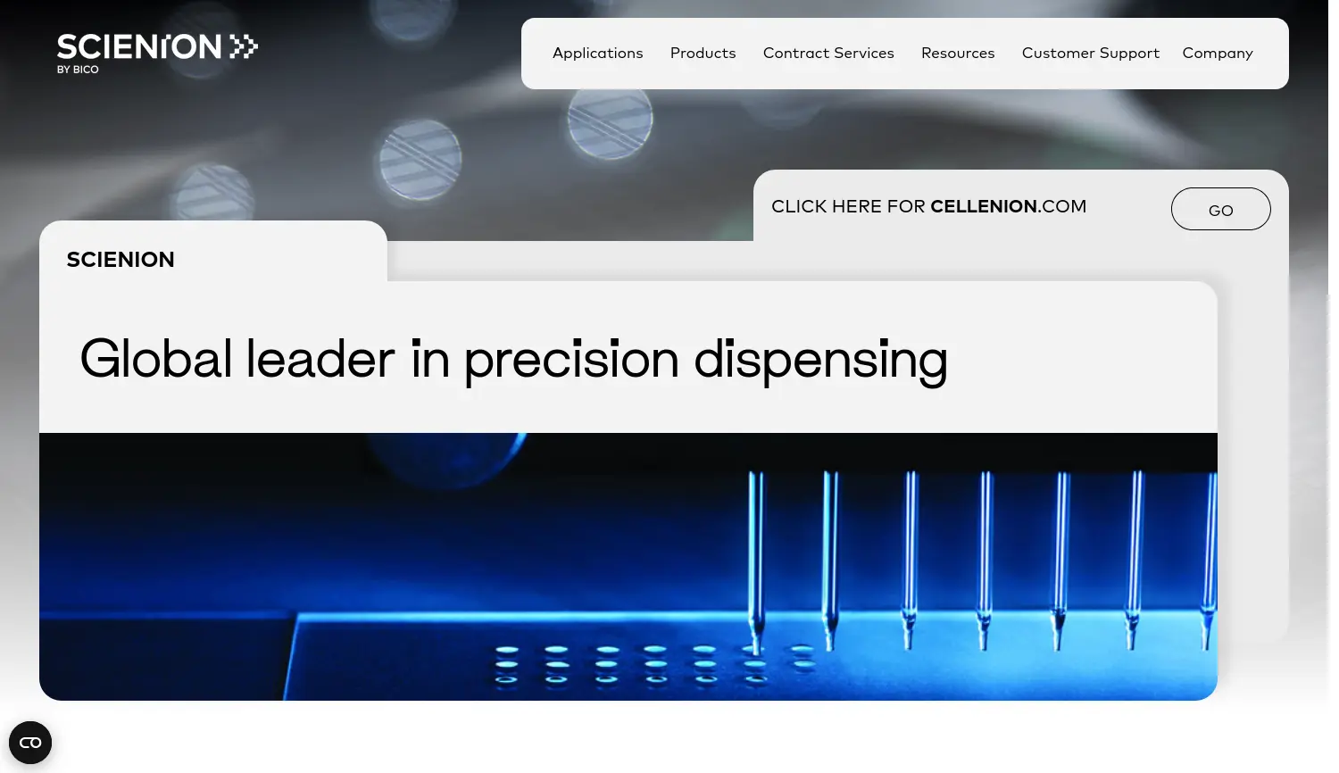 Website-Screenshot von SCIENION