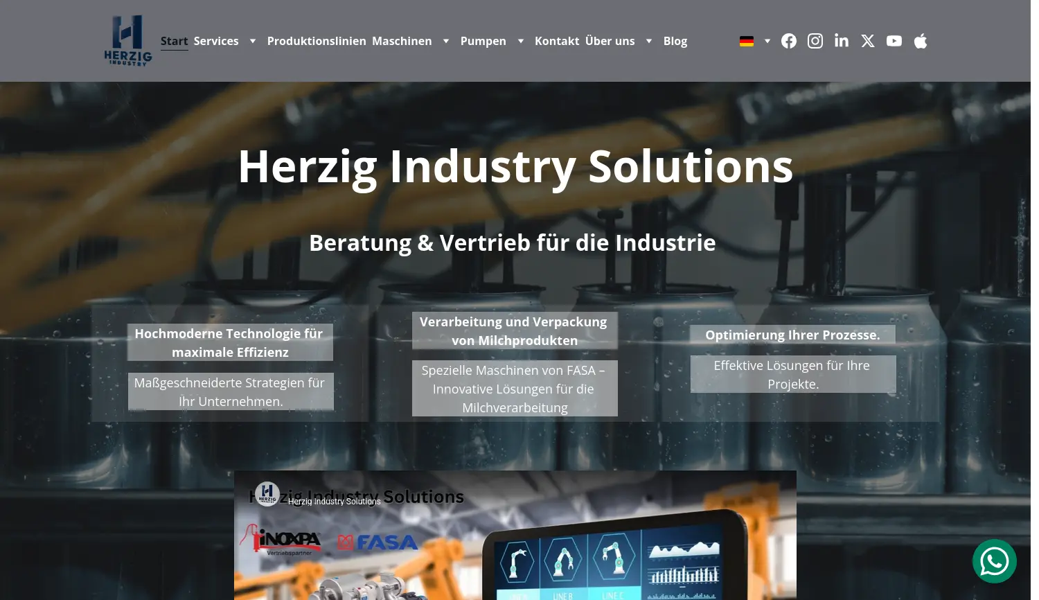 Website-Screenshot von Herzig B2B Industry Solutions