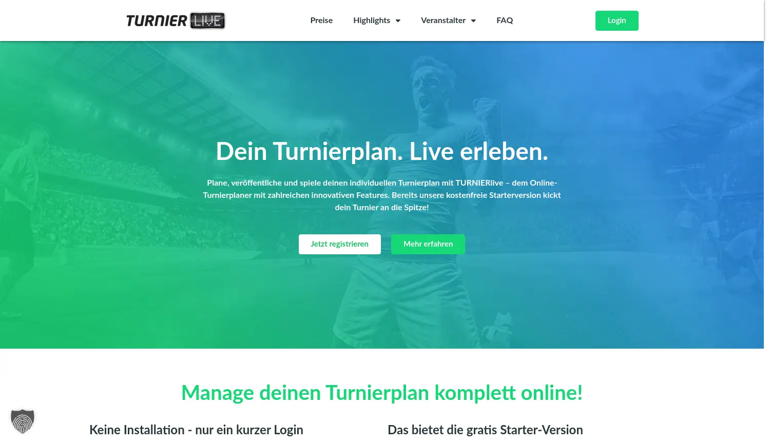 Website-Screenshot von TURNIERlive
