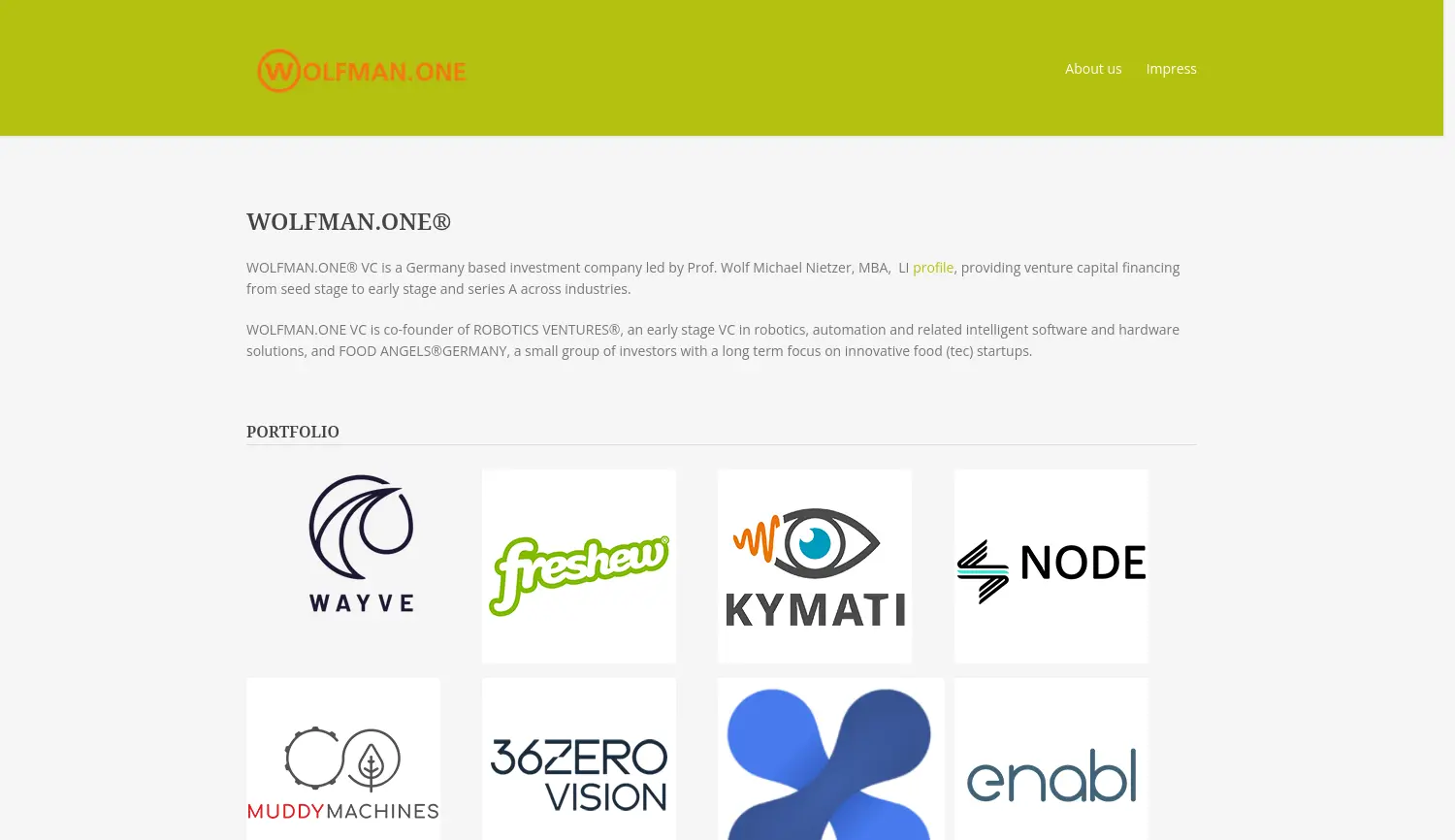 Website-Screenshot von WOLFMAN.ONE