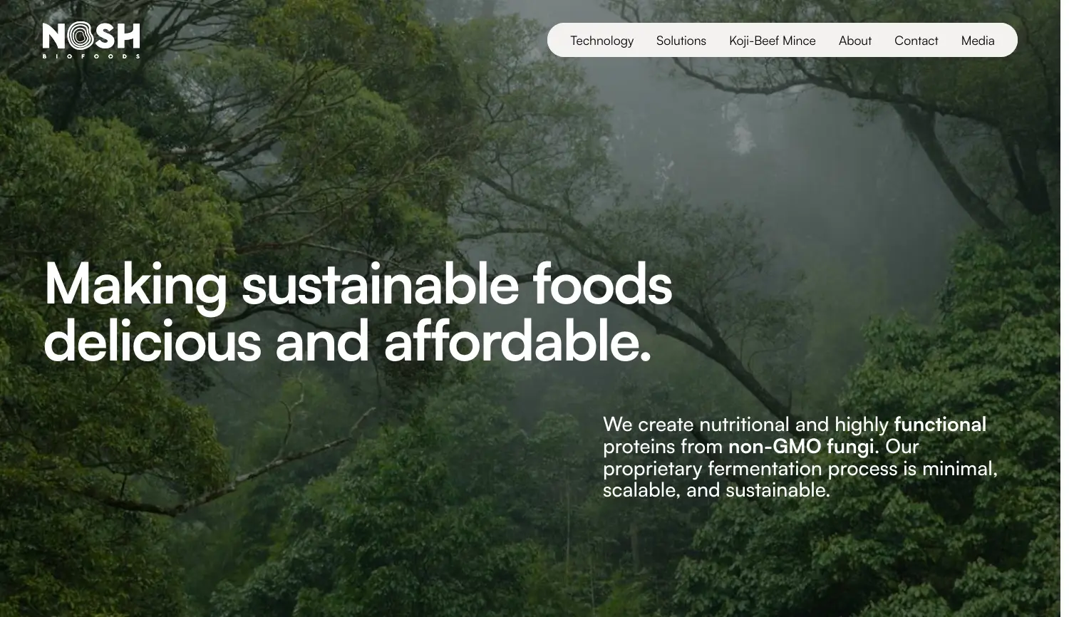 Website-Screenshot von Nosh.bio