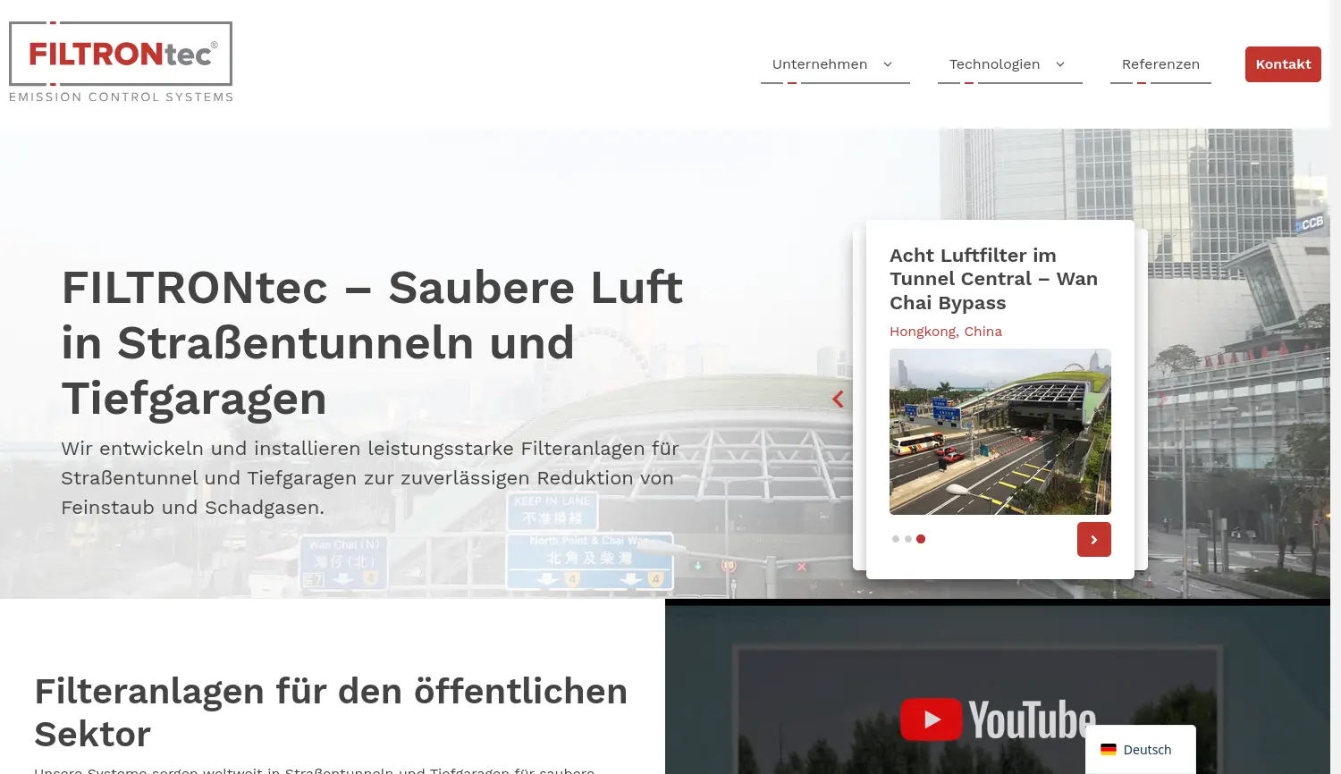 Website-Screenshot von FILTRONtec