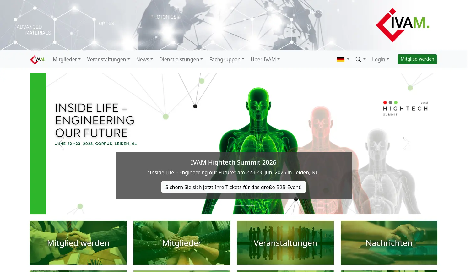Website-Screenshot von IVAM