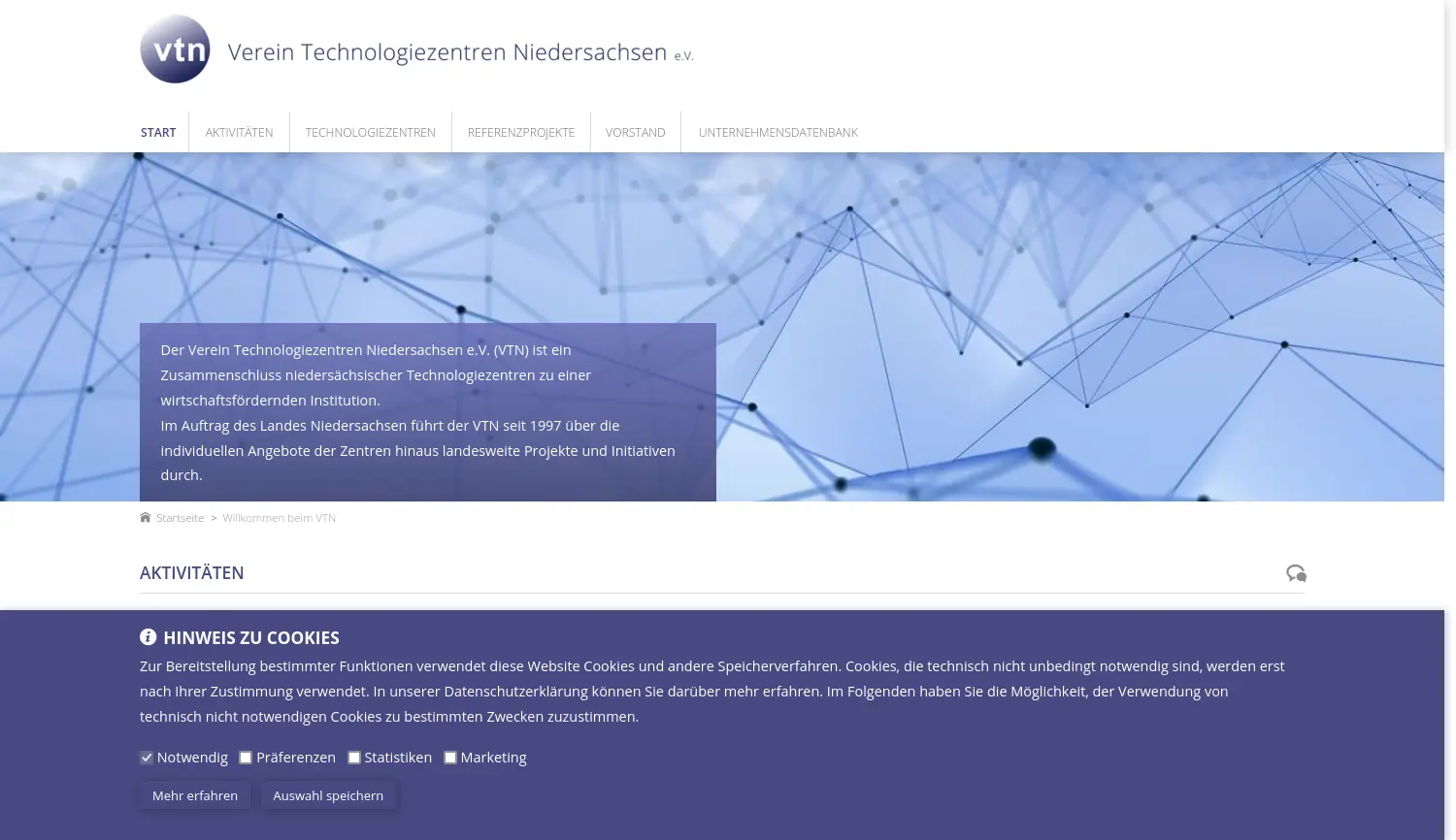 Website-Screenshot von VTN