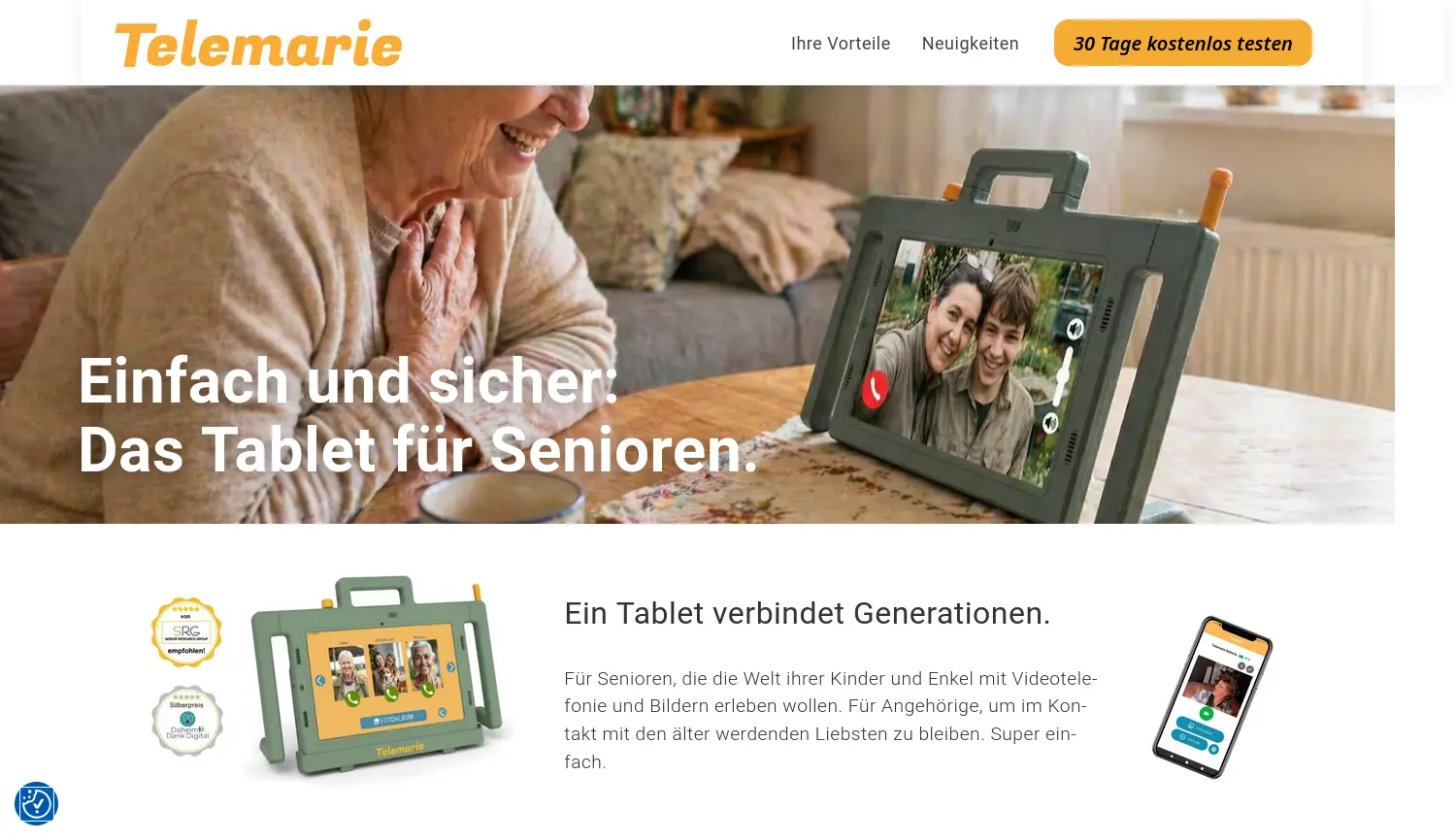 Website-Screenshot von Telemarie