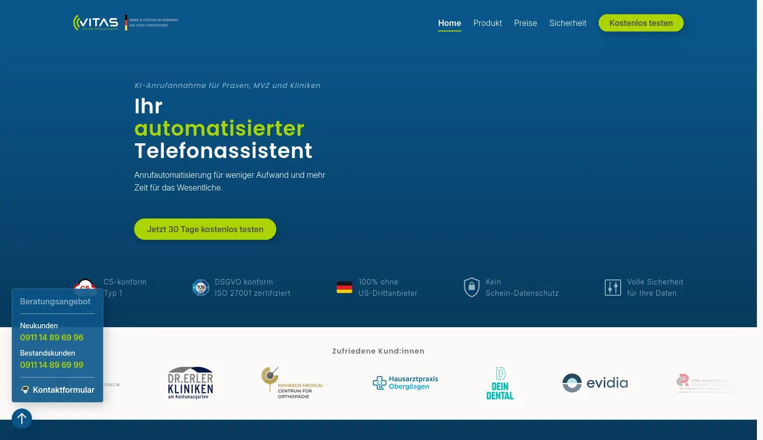 Website-Screenshot von VITAS