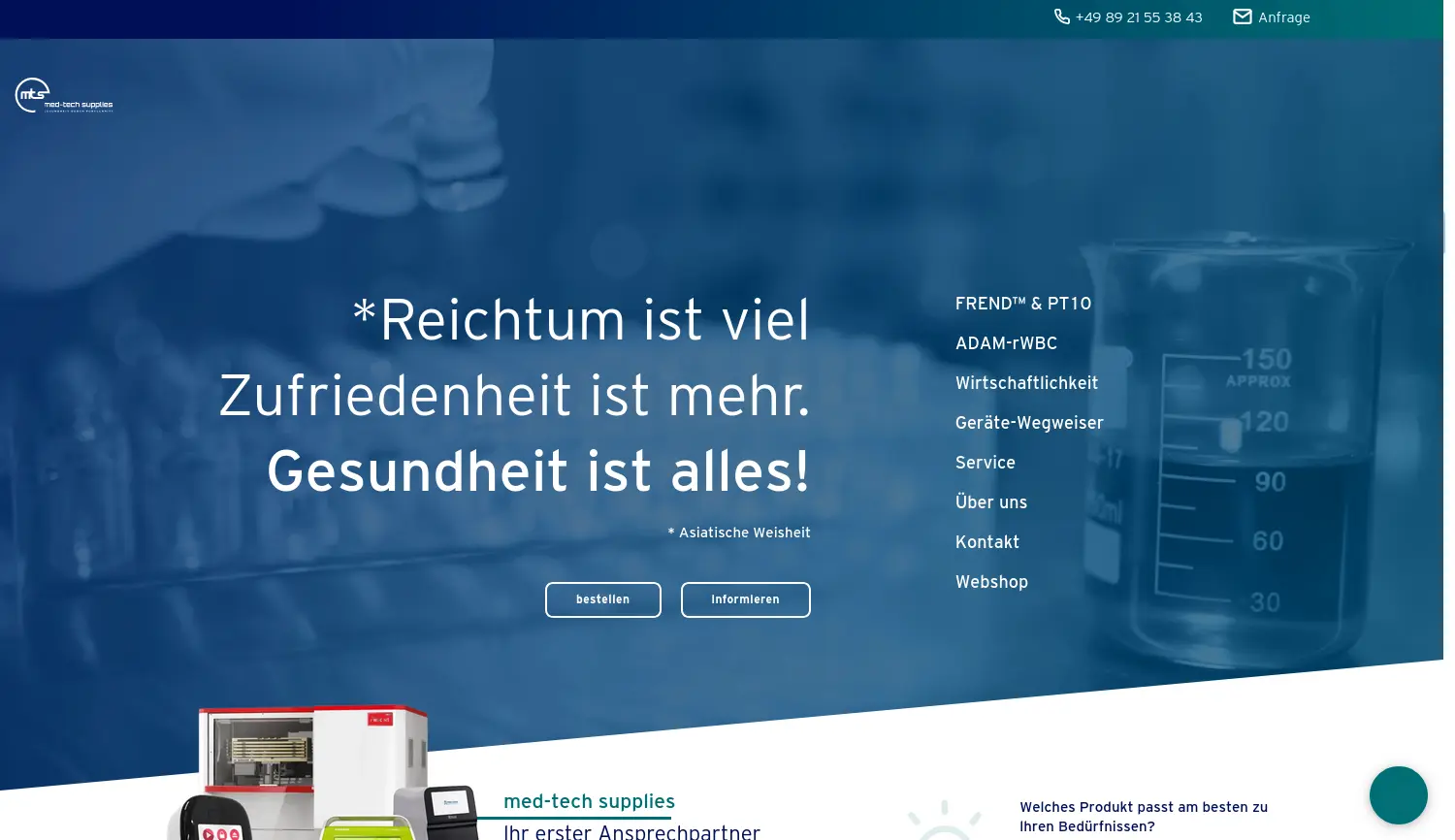 Website-Screenshot von med-tech supplies