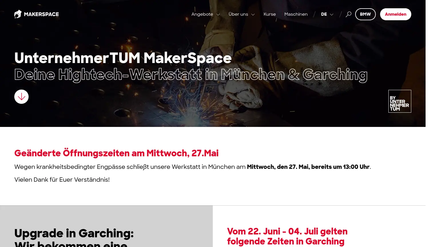 Website-Screenshot von MakerSpace