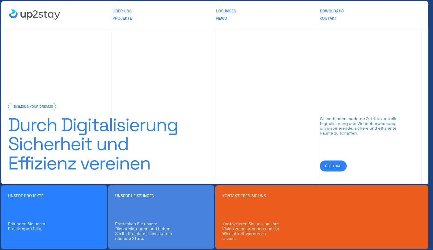 Website-Screenshot von up2stay