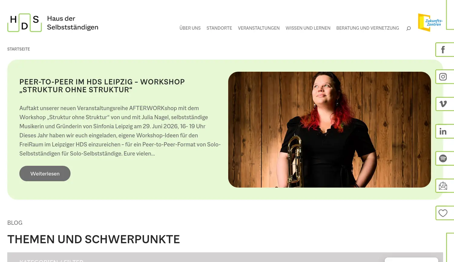 Website-Screenshot von Haus der Selbstständigen