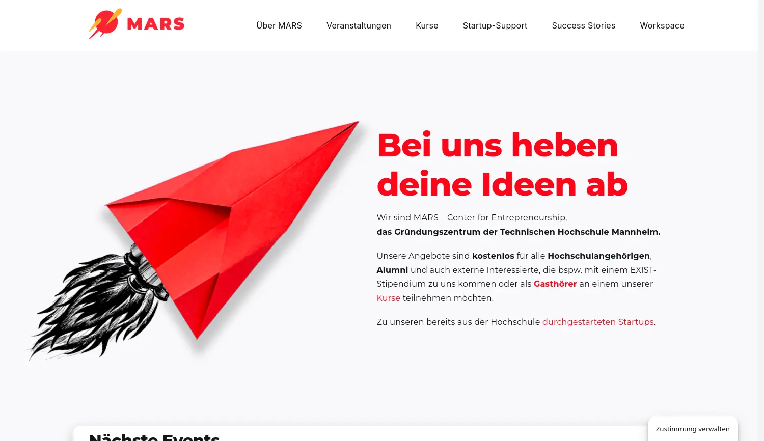 Website-Screenshot von MARS