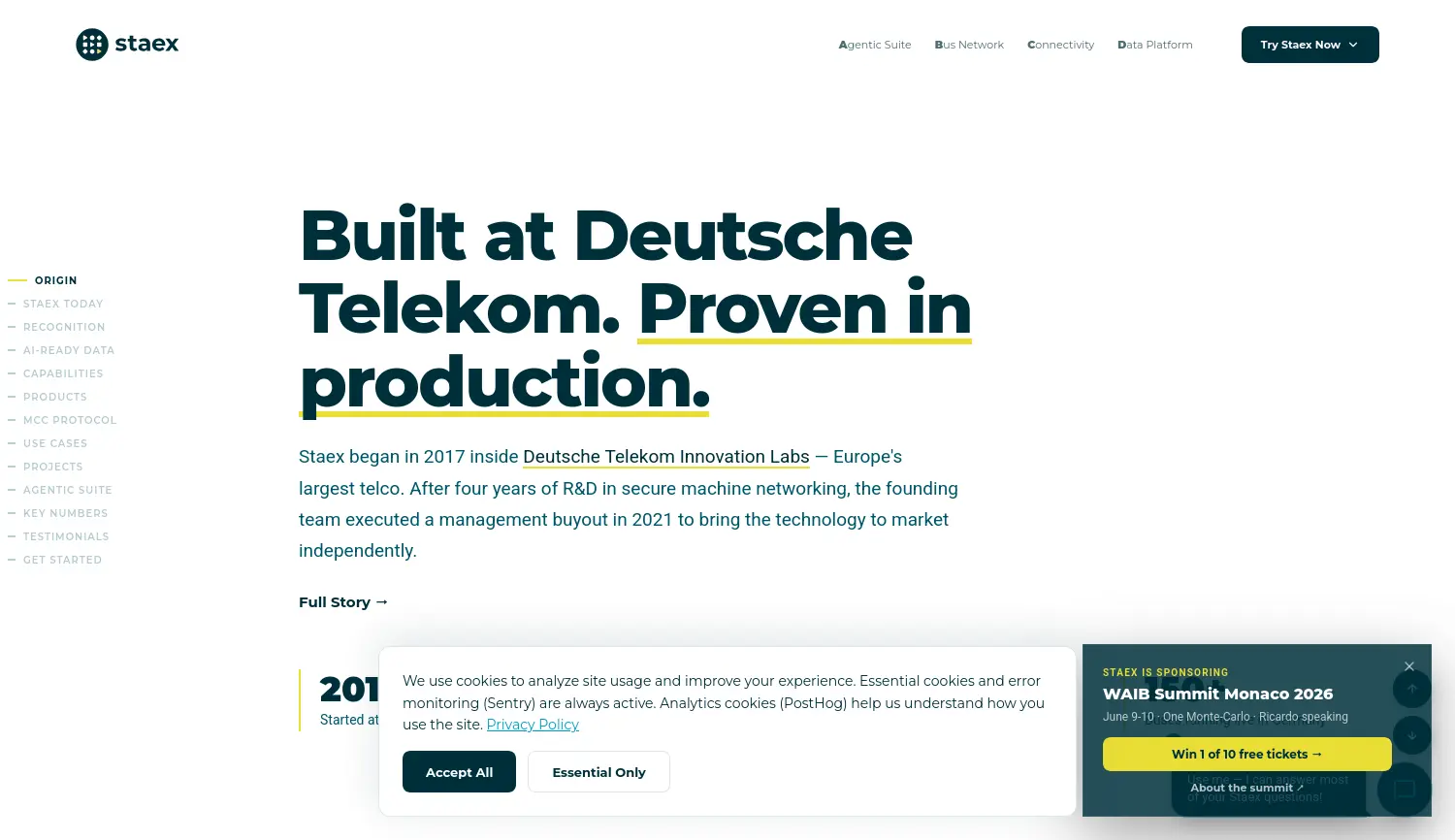 Website-Screenshot von Staex
