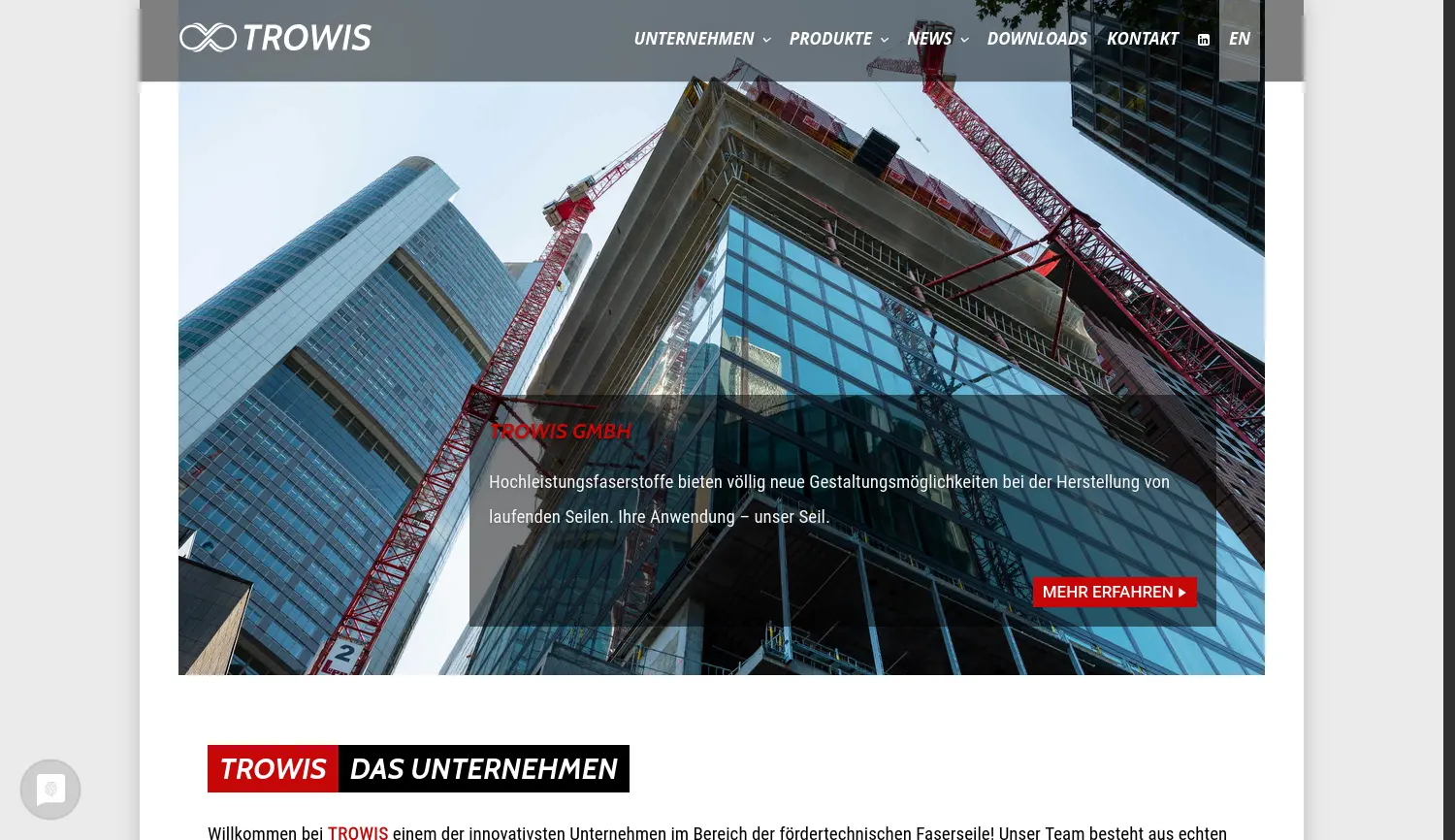 Website-Screenshot von TROWIS