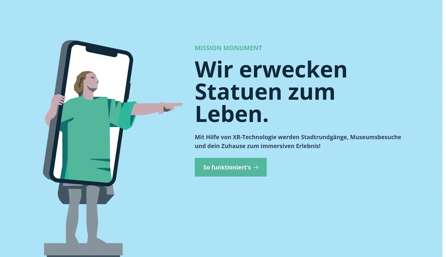Website-Screenshot von Mission Monument
