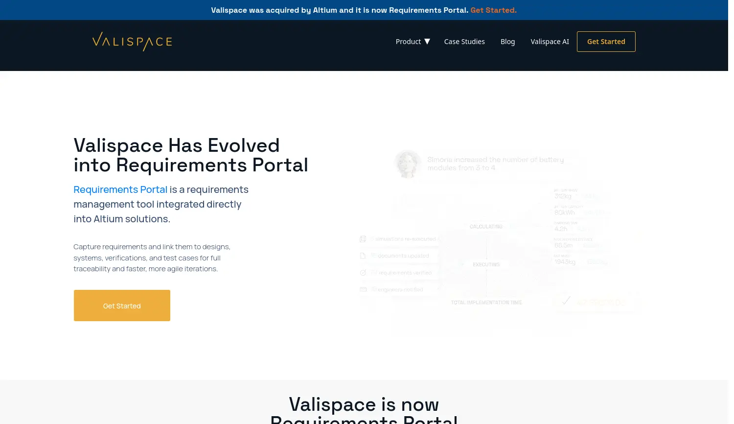 Website-Screenshot von Valispace