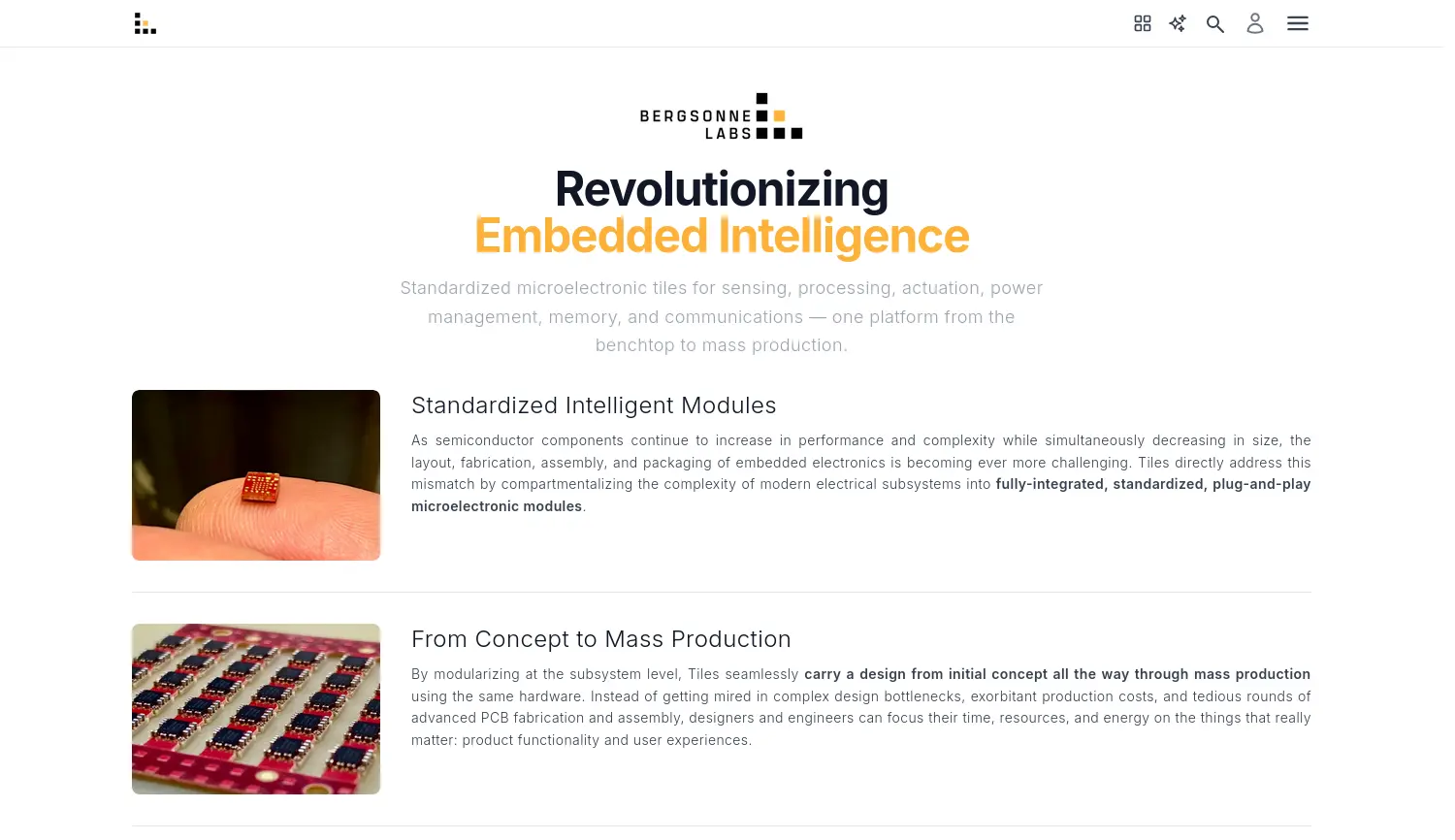 Website-Screenshot von Bergsonne Labs