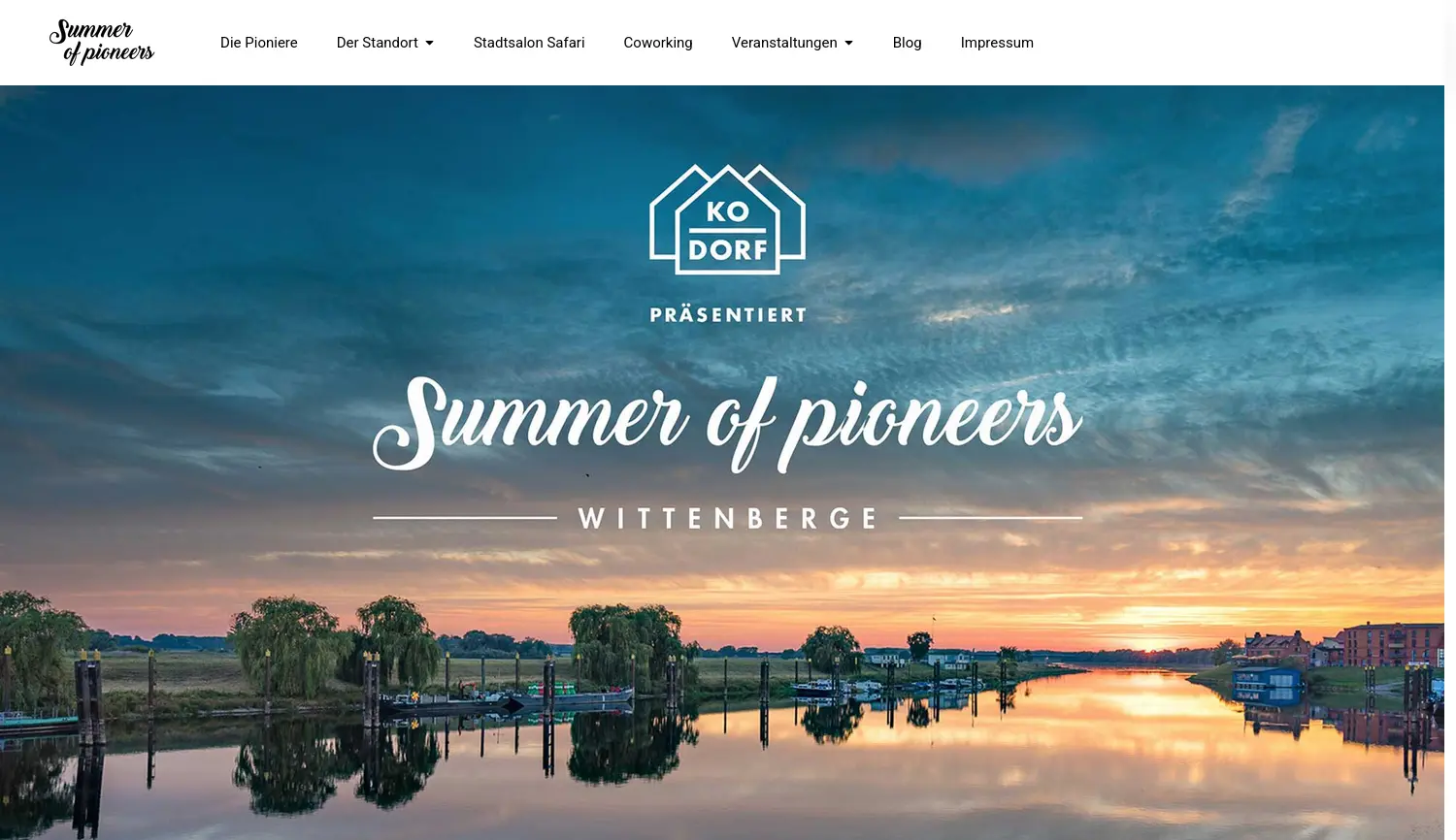 Website-Screenshot von Summer of Pioneers