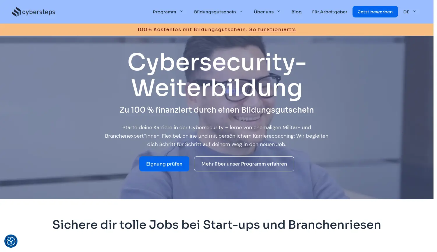Website-Screenshot von Cybersteps