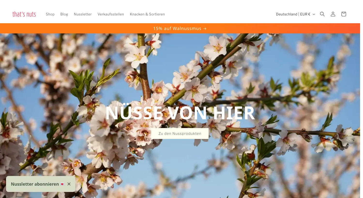 Website-Screenshot von that's nuts