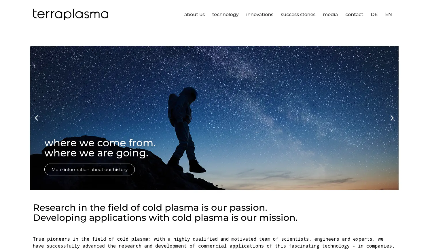 Website-Screenshot von terraplasma