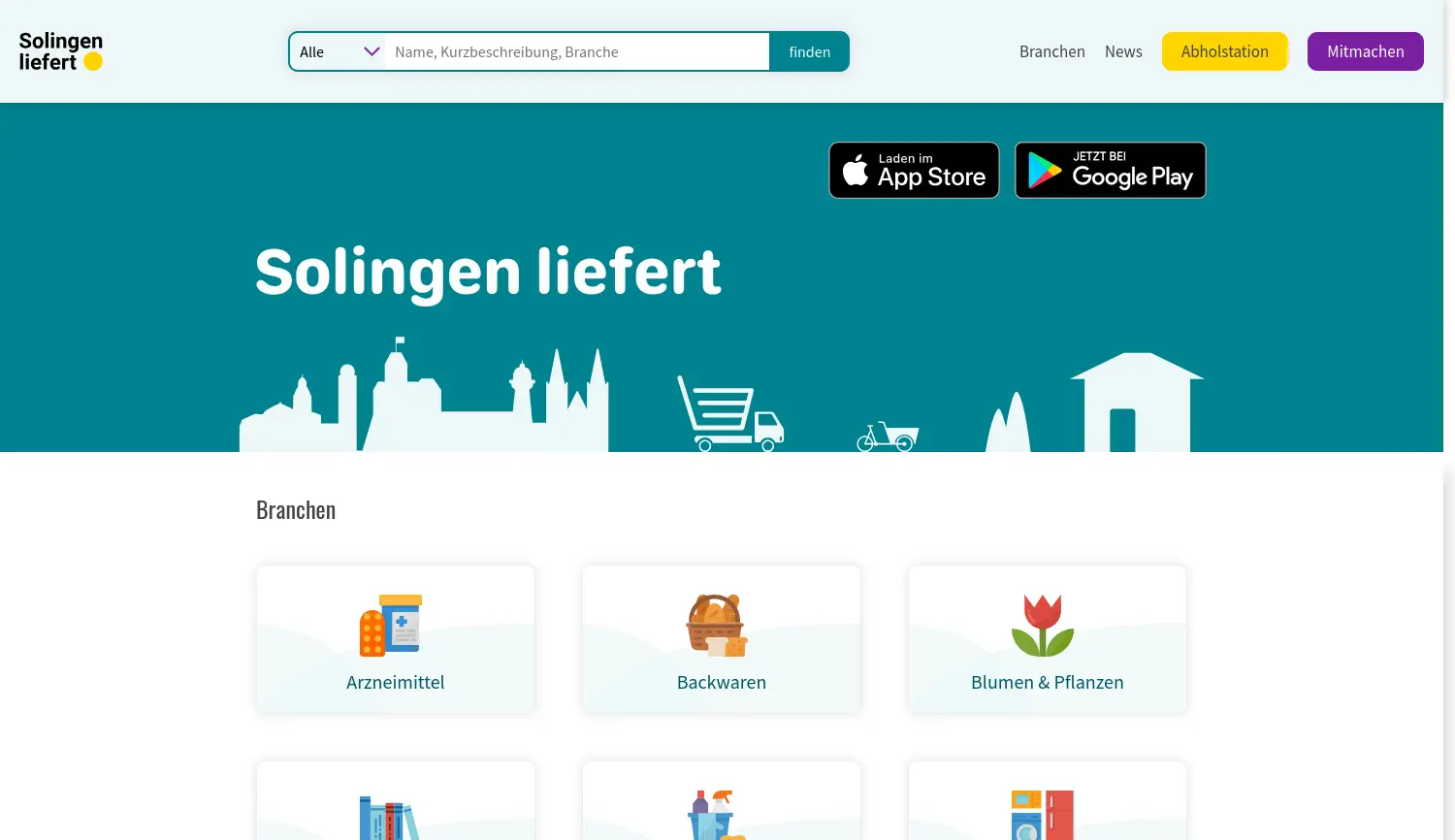 Website-Screenshot von Solingen liefert
