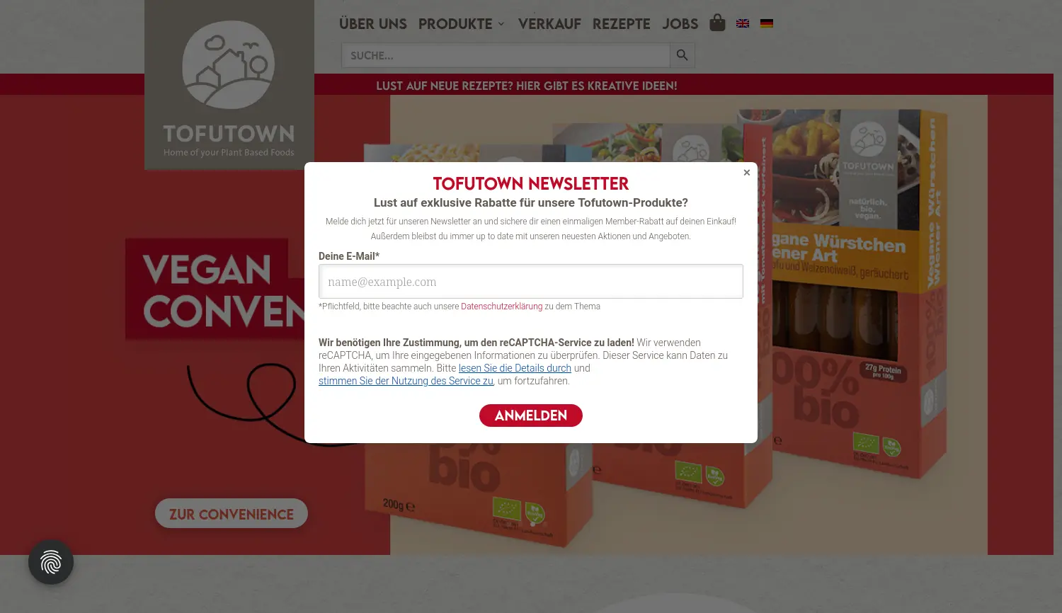 Website-Screenshot von TOFUTOWN