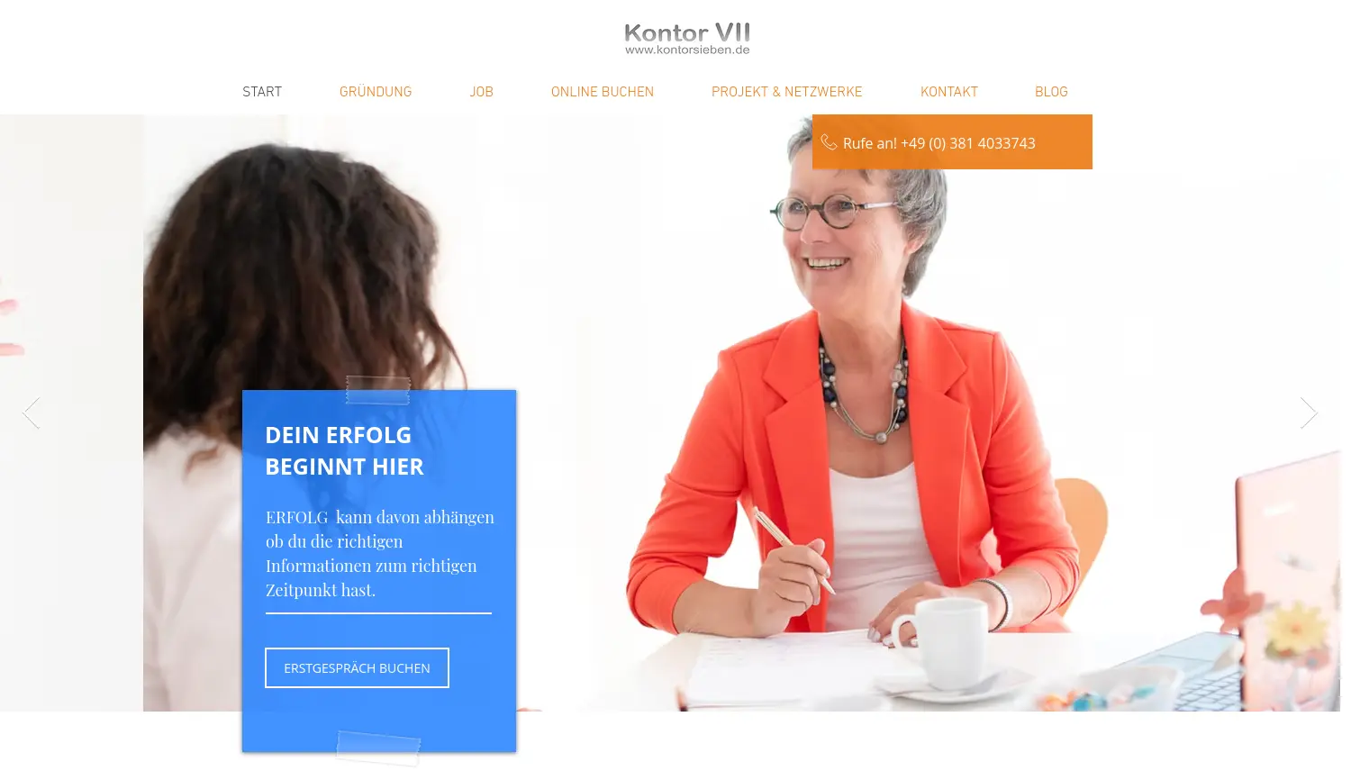 Website-Screenshot von Kontorsieben
