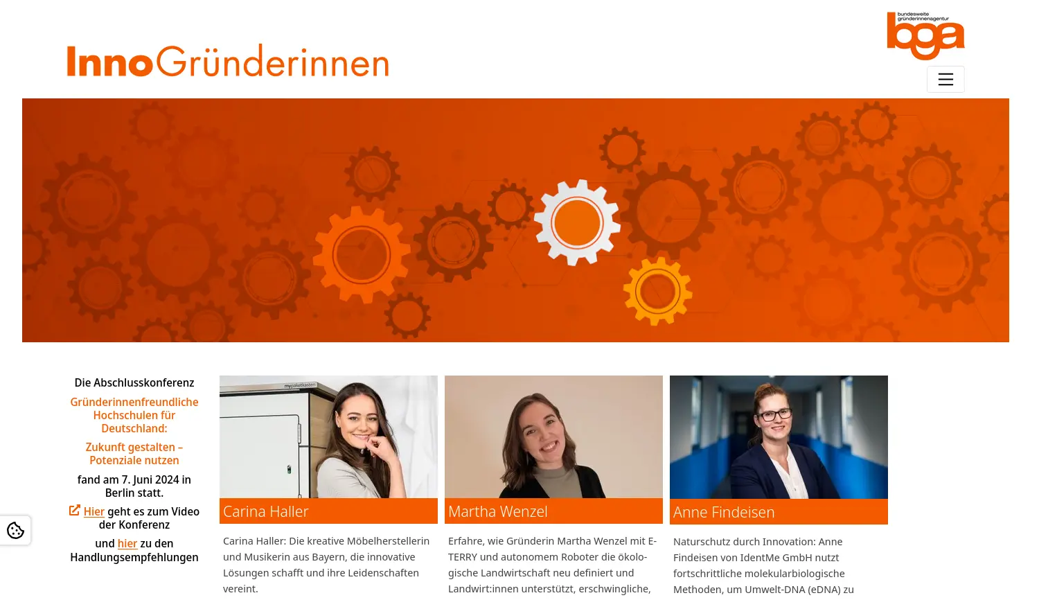 Website-Screenshot von InnoGründerinnen