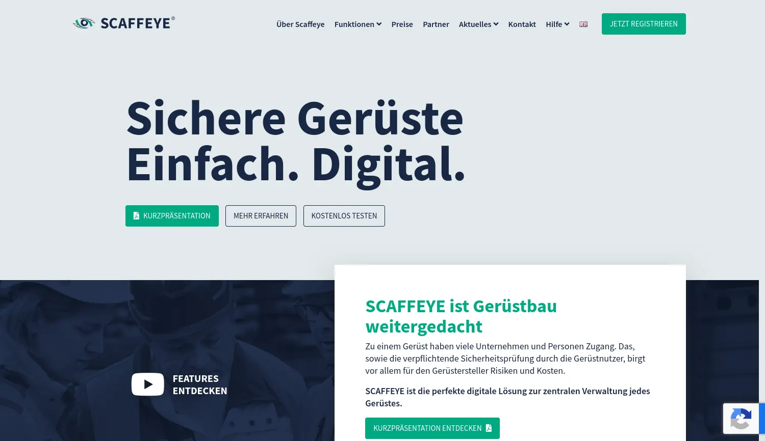 Website-Screenshot von Scaffeye