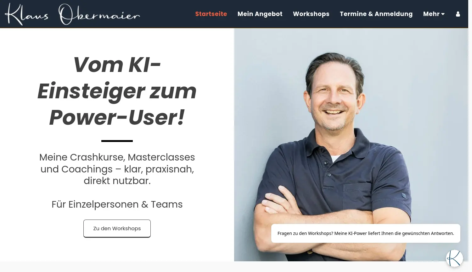 Website-Screenshot von Klaus Obermaier