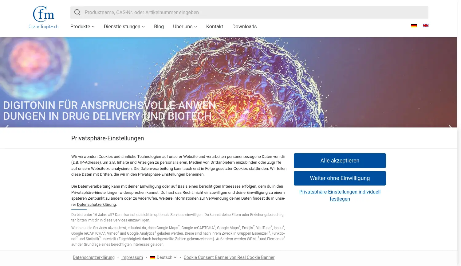 Website-Screenshot von Cfm Oskar Tropitzsch