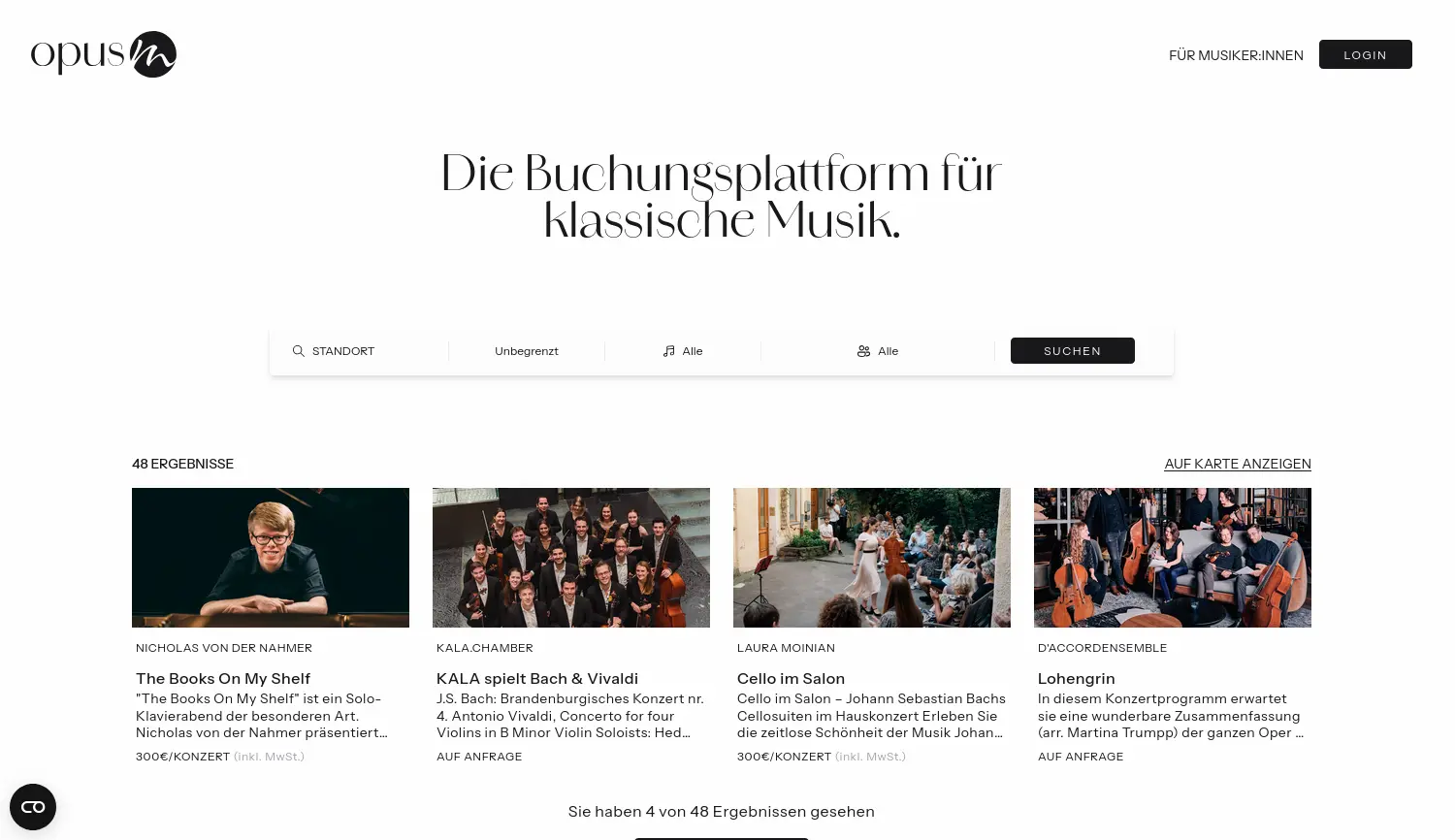 Website-Screenshot von OpusM