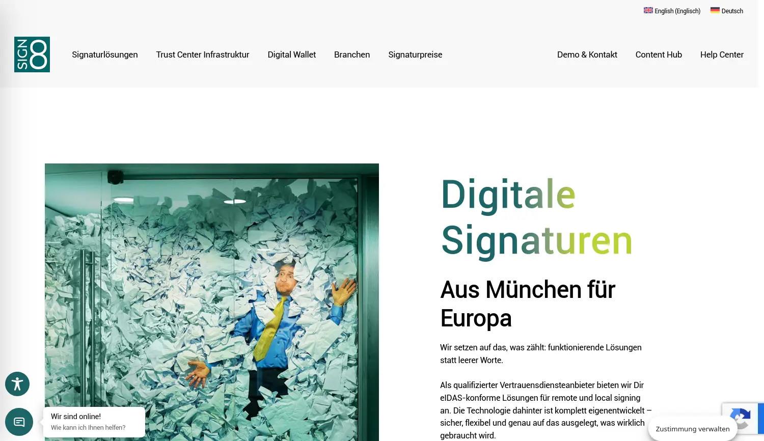 Website-Screenshot von SIGN8