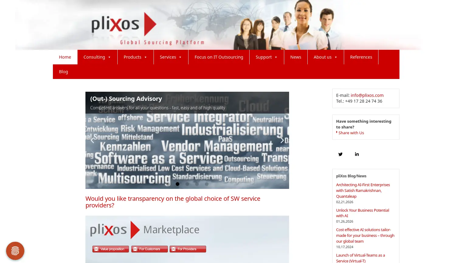 Website-Screenshot von pliXos