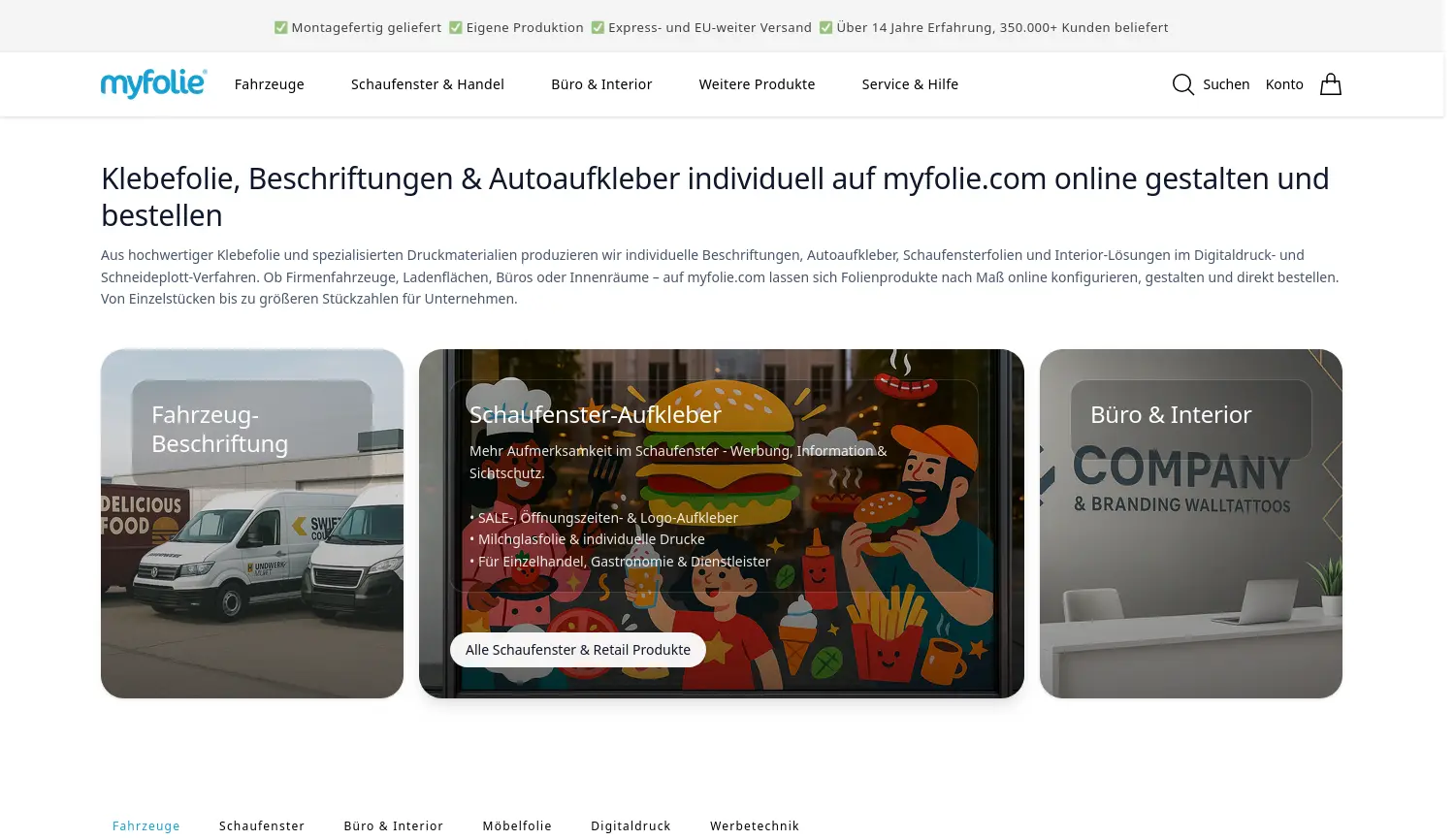 Website-Screenshot von myfolie