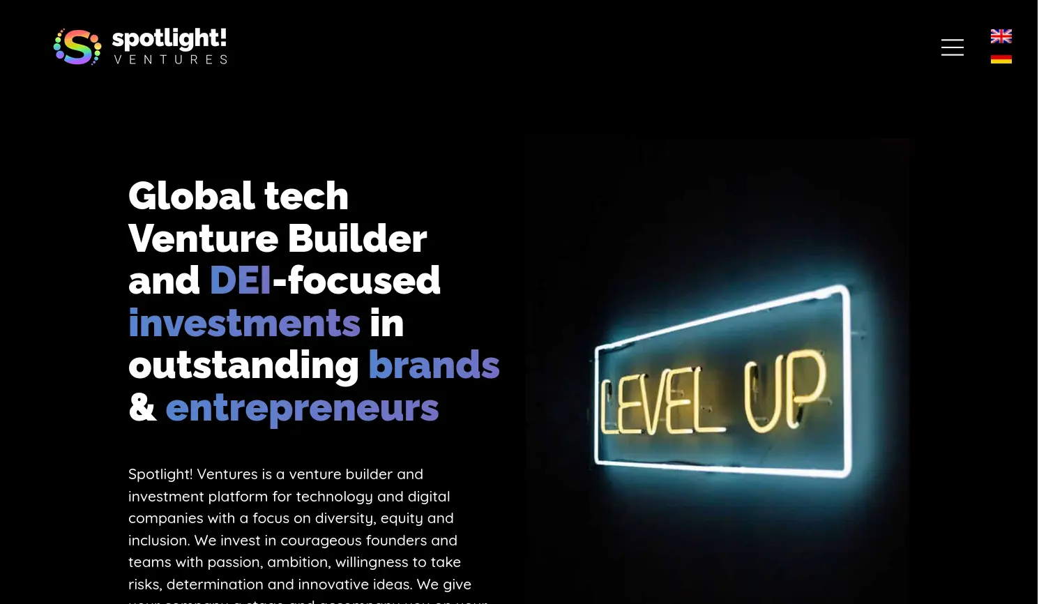 Website-Screenshot von Spotlight! Ventures