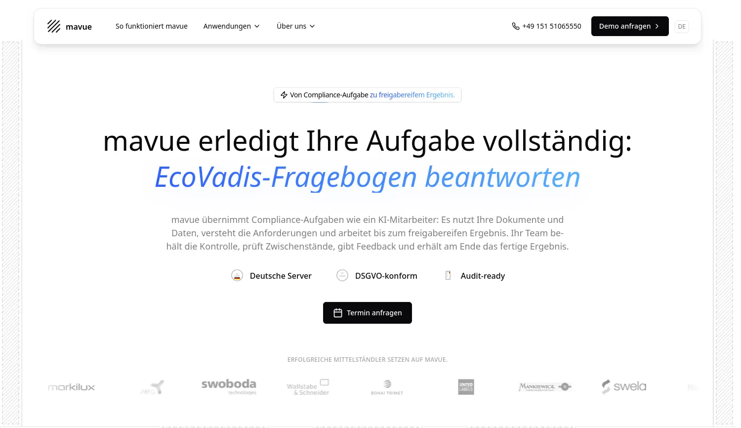 Website-Screenshot von mavue