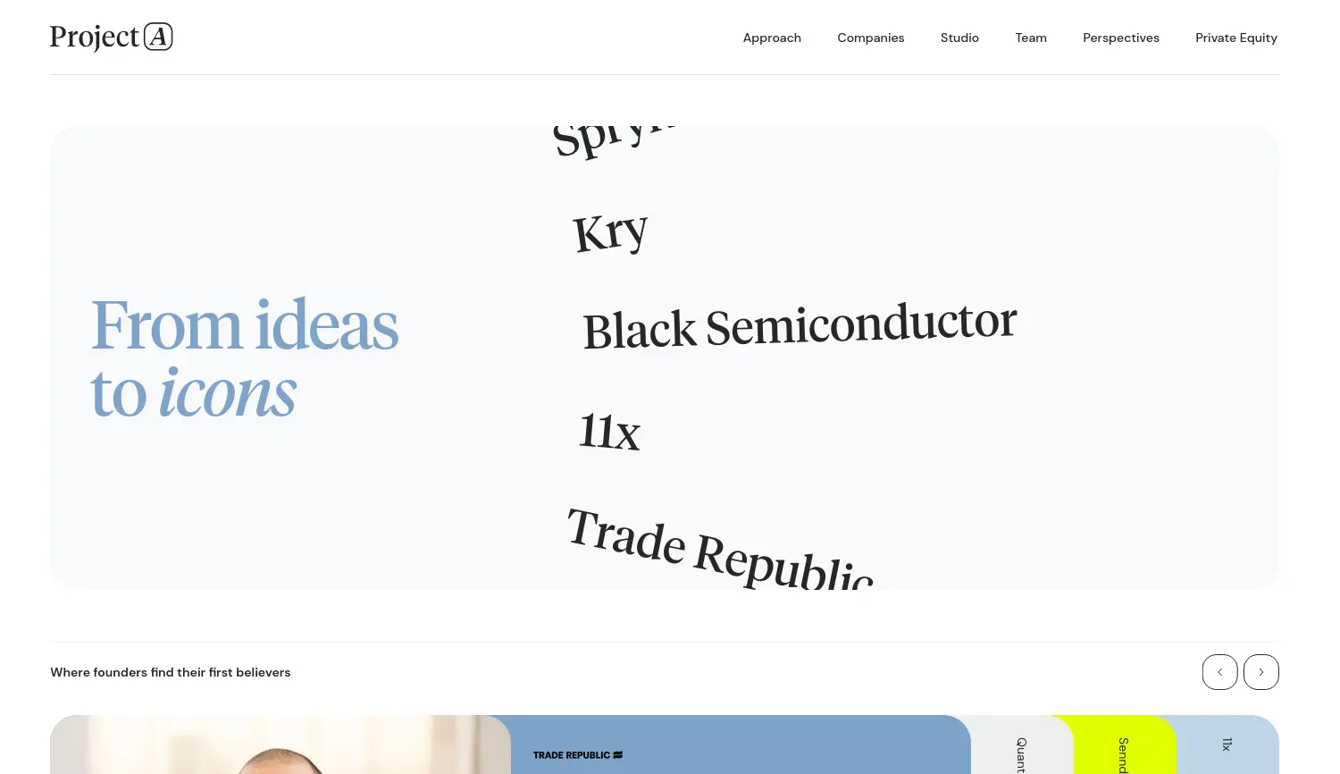 Website-Screenshot von Project A