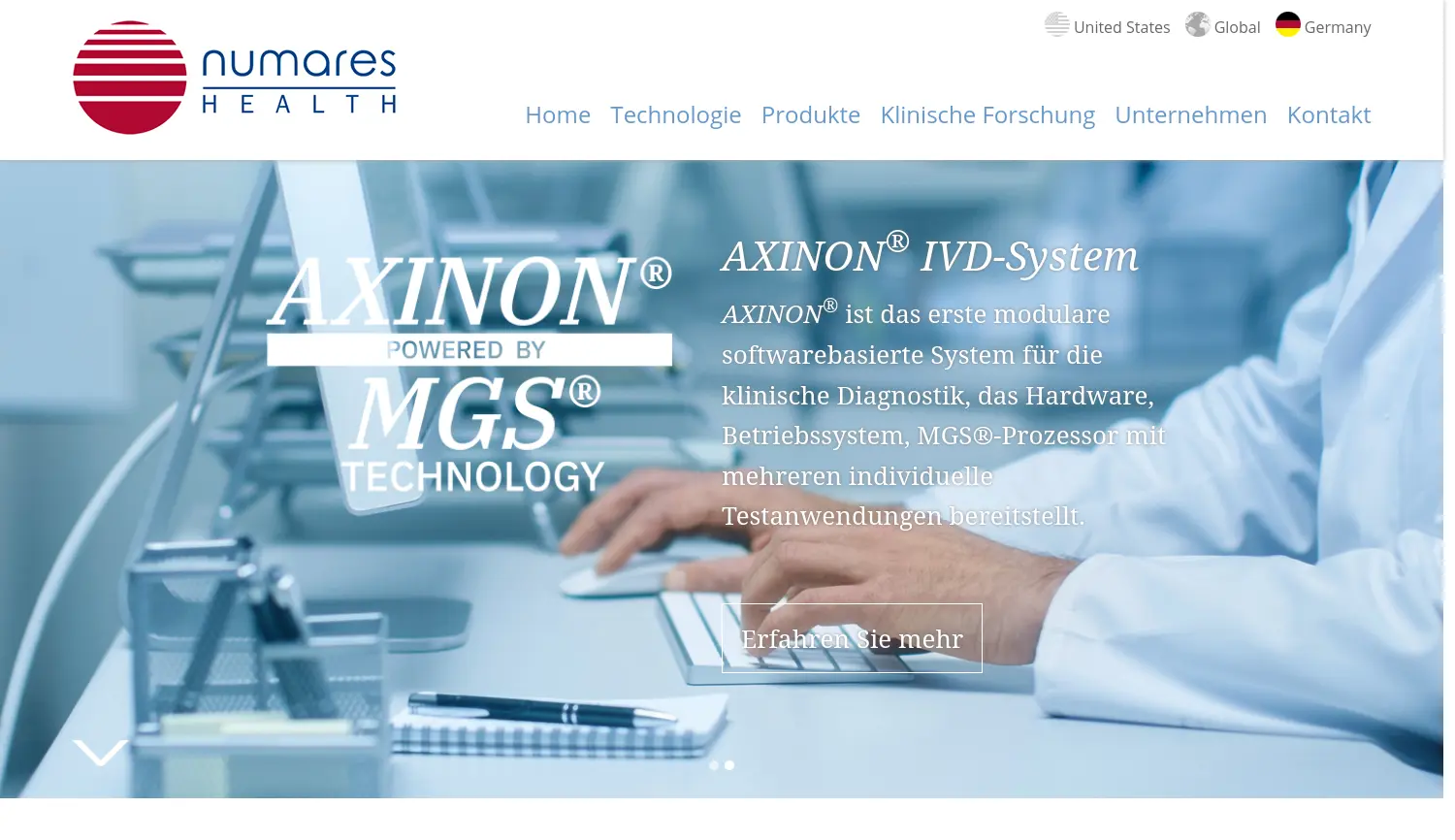 Website-Screenshot von numares