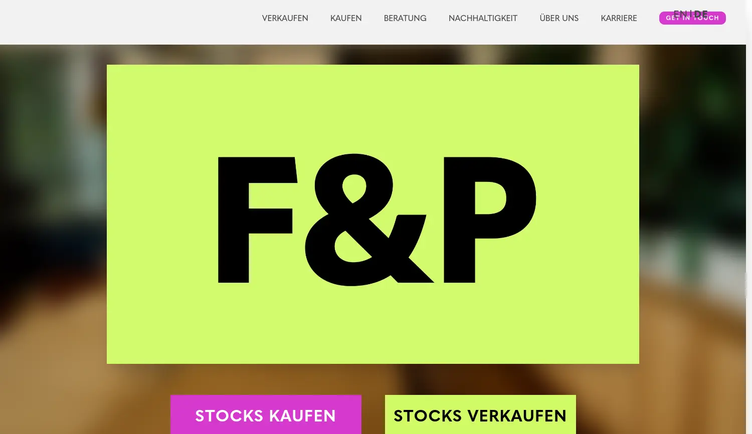 Website-Screenshot von F&P Stock Solution