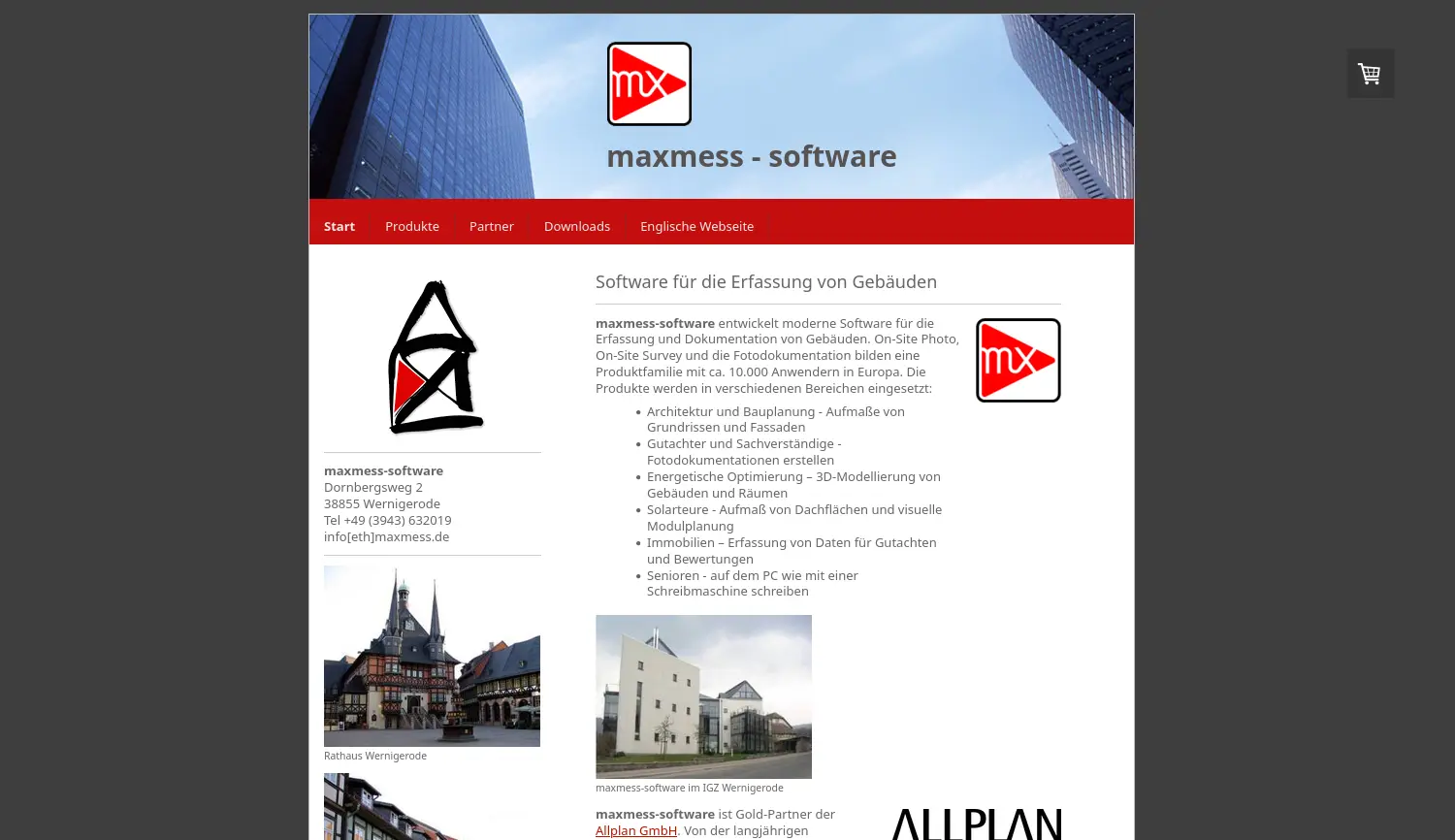 Website-Screenshot von maxmess-software