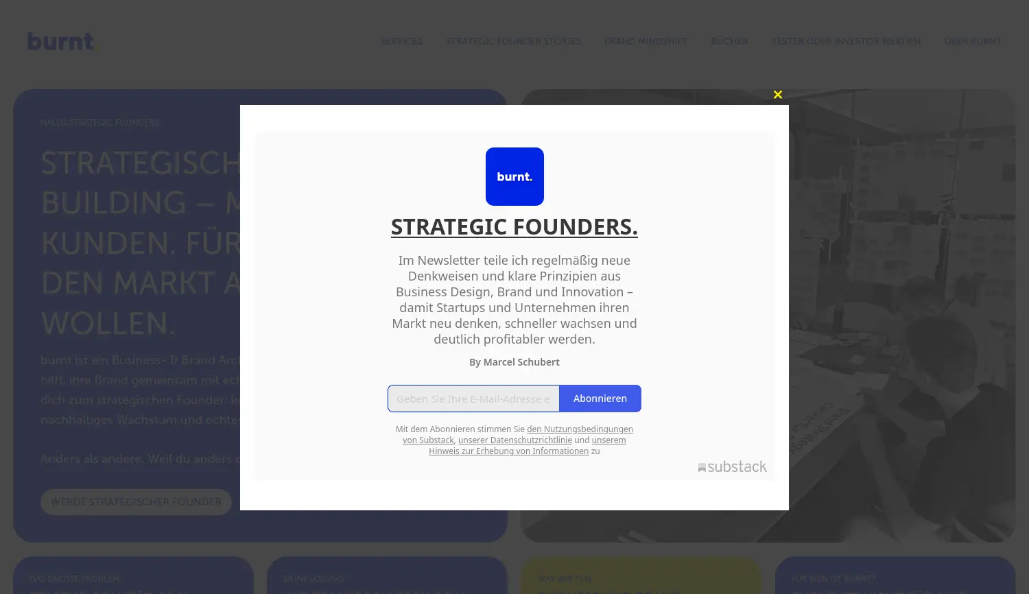 Website-Screenshot von burnt