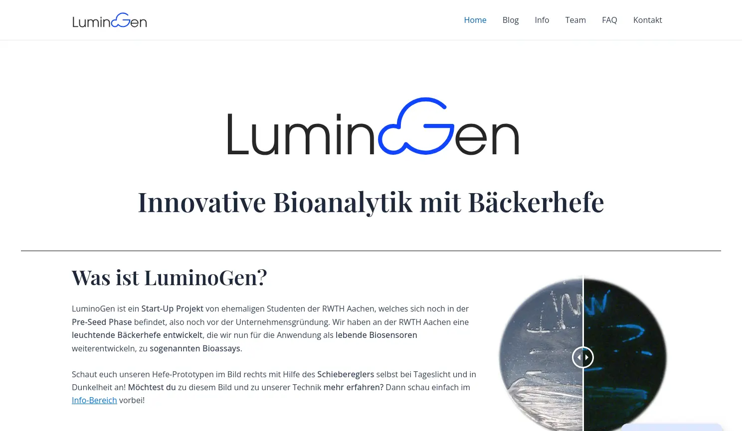 Website-Screenshot von LuminoGen